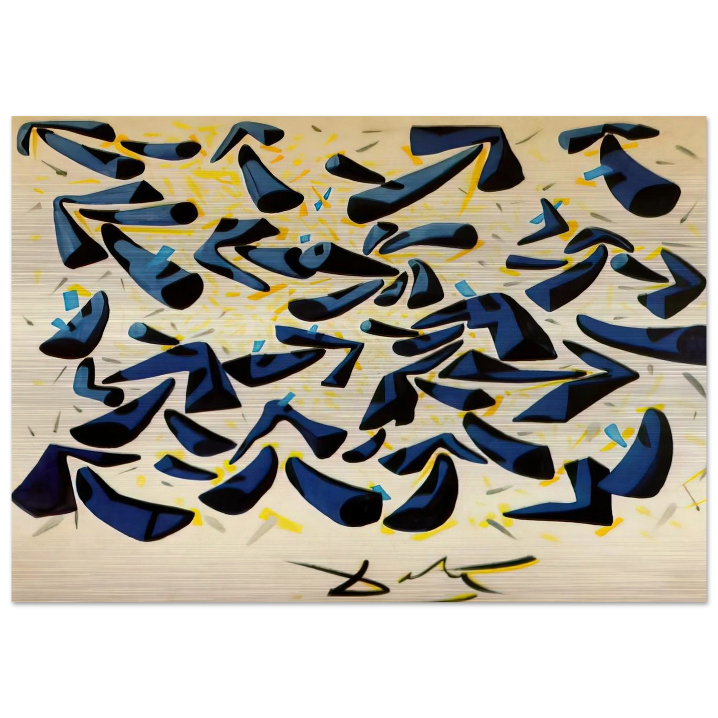 BLUE HORNS DESIGN FOR A SCARF - Salvador Dali Brushed Aluminum Print - 70x100 cm / 28x40 inches | Salvador Dali Aluminum Print | Salvador Dali Prints