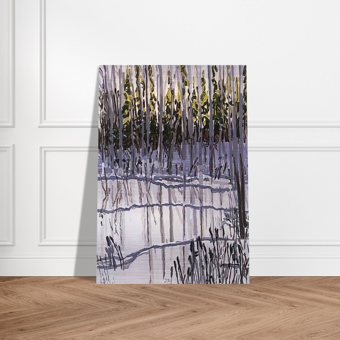 Trees Reflected on Ice - 2002 - Neil Welliver Brushed Aluminum Print - 70x100 cm / 28x40 inches | Neil Welliver Aluminum Print | Neil Welliver Prints