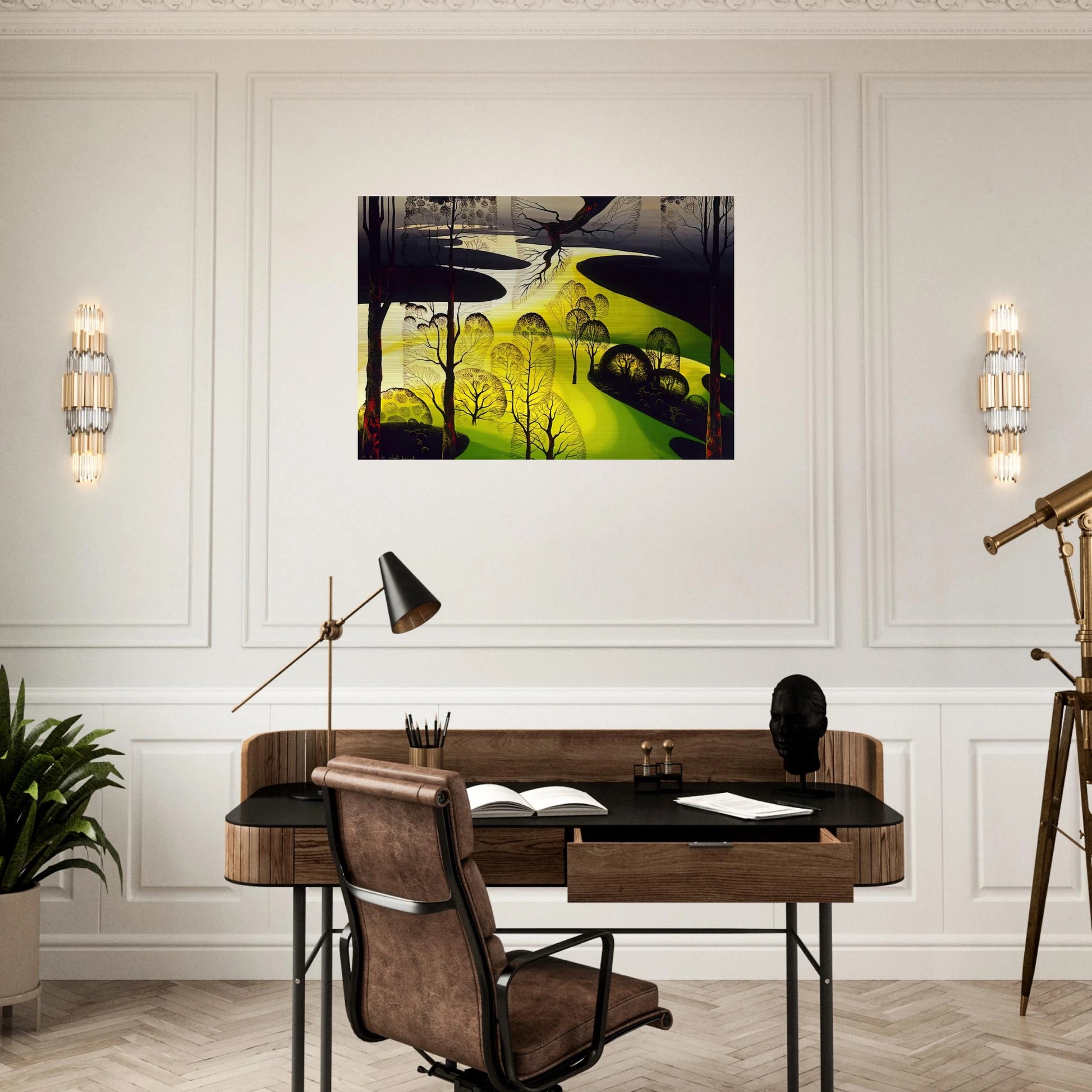 Early Spring - Eyvind Earle Brushed Aluminum Print - 70x100 cm / 28x40 inches | Eyvind Earle Aluminum Print | Eyvind Earle Prints
