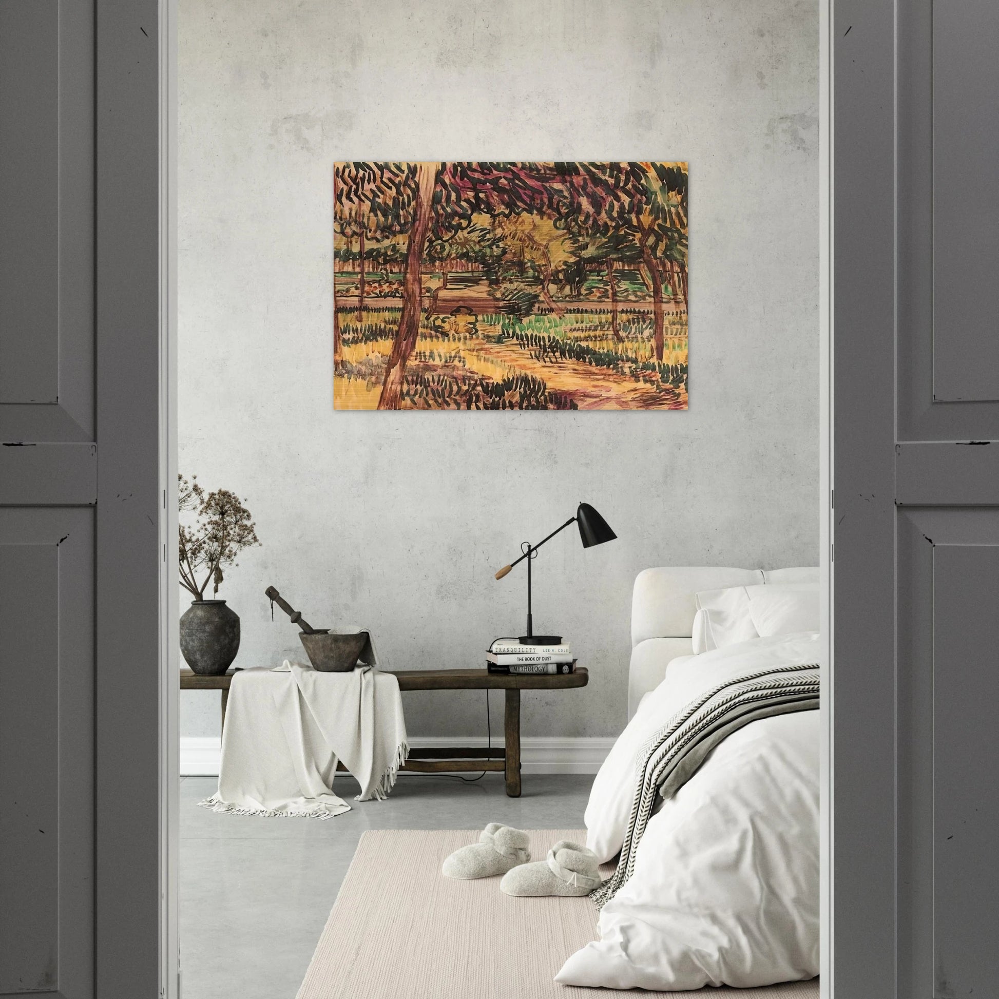 Trees in the Garden of the Asylum - Vincent van Gogh Brushed Aluminum Print - 70x100 cm / 28x40 inches | Vincent van Gogh Aluminum Print | Vincent van Gogh Prints