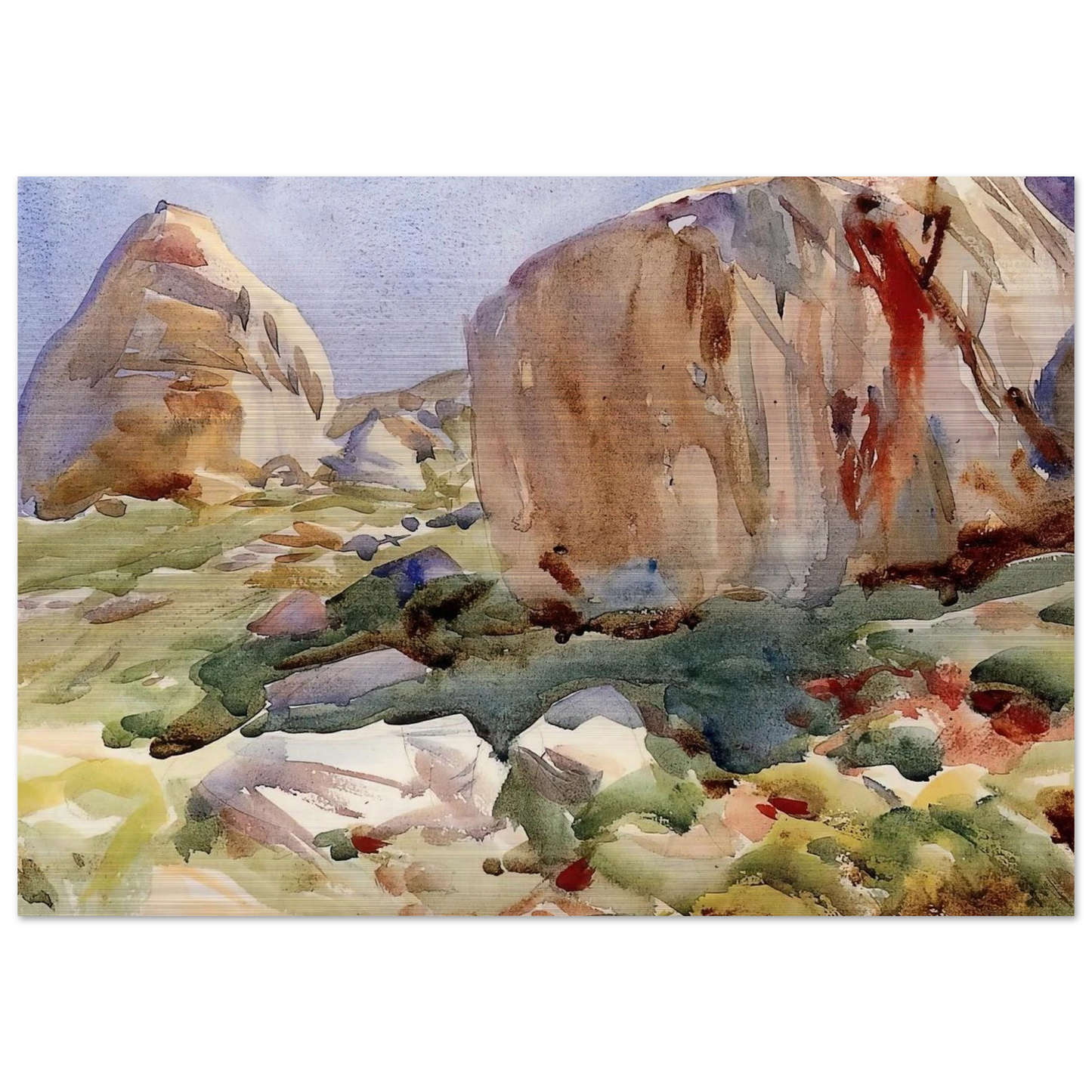The Simplon. Large Rocks - John Singer Sargent Brushed Aluminum Print - 70x100 cm / 28x40 inches | John Singer Sargent Aluminum Print | John Singer Sargent Prints