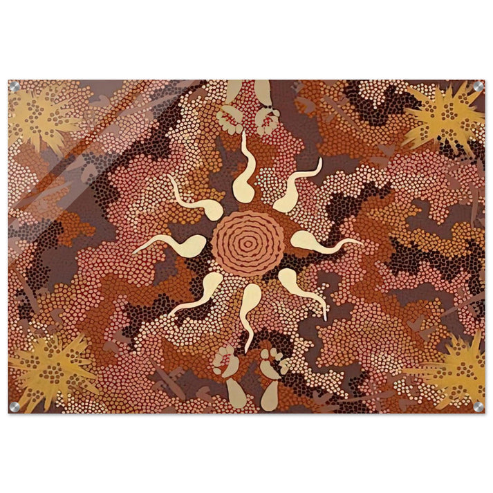 Bush Tucker and Kangaroo Dreaming at Mount Denison - 1993 - Clifford Possum Tjapaltjarri Acrylic Print - 70x100 cm / 28x40″ inches