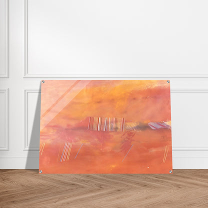 Orange Line Painting - 1969 - Ronnie Landfield Acrylic Print - 70x100 cm / 28x40″ inches