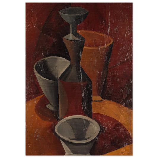 Pitcher and Bowls - 1908 - Pablo Picasso Brushed Aluminum Print - 70x100 cm / 28x40 inches | Pablo Picasso Aluminum Print | Pablo Picasso Prints