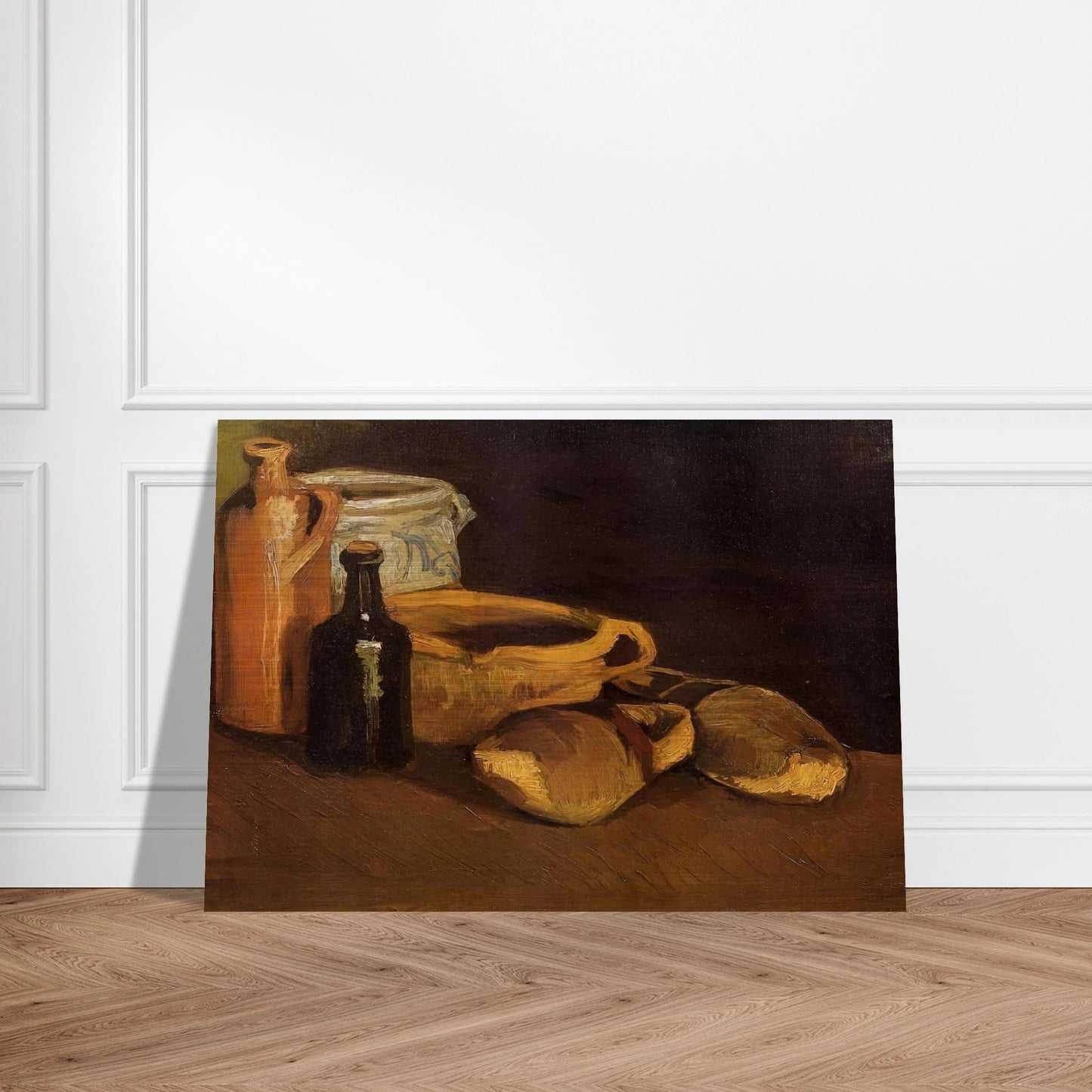 Still Life with Clogs and Pots - Vincent van Gogh Brushed Aluminum Print - 70x100 cm / 28x40 inches | Vincent van Gogh Aluminum Print | Vincent van Gogh Prints