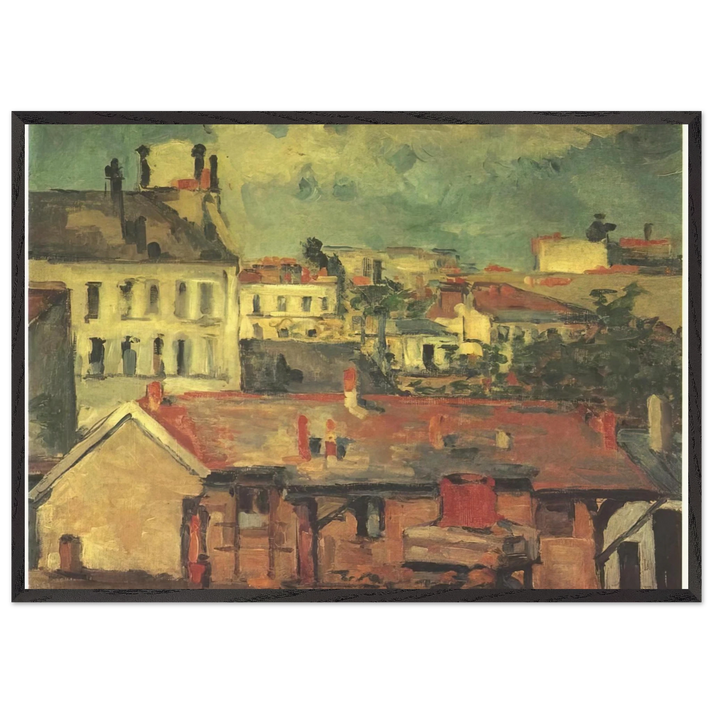 The roofs - Paul Cezanne 70x100 cm / 28x40 inches Framed Art Print – Black Wooden Frame