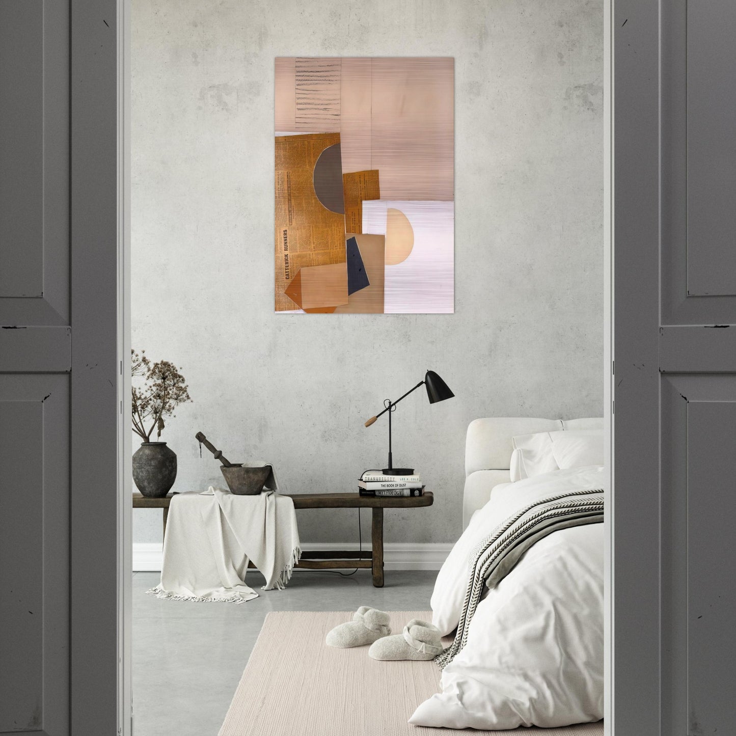 Abstract in White, Grey and Ochre - 1949 - Victor Pasmore Brushed Aluminum Print - 70x100 cm / 28x40 inches | Victor Pasmore Aluminum Print | Victor Pasmore Prints