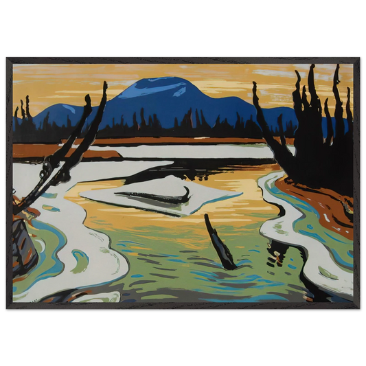 Smart River Alaska - 1945 - AY Jackson 70x100 cm / 28x40 inches Framed Art Print – Black Wooden Frame