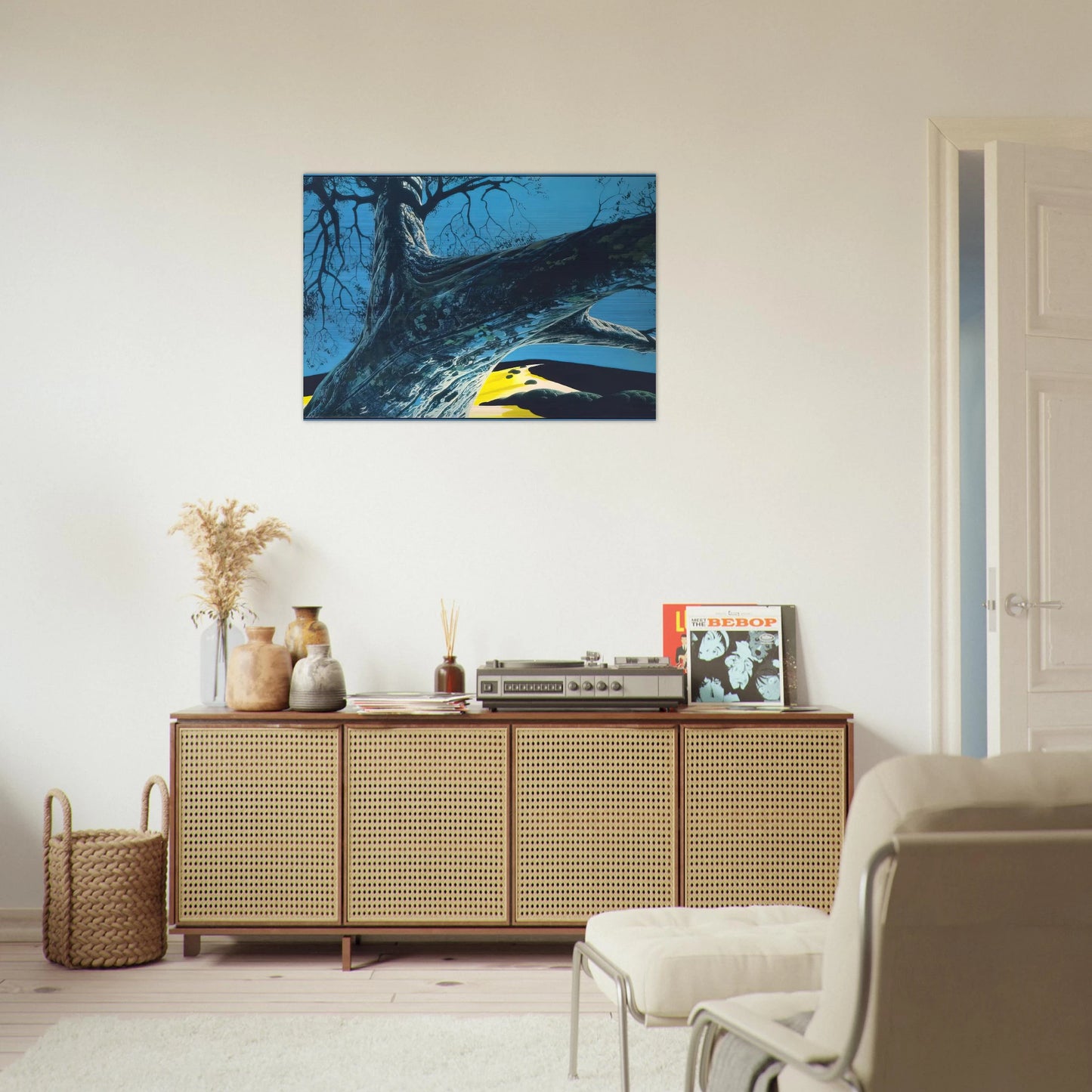 Distant Meadow - Eyvind Earle Brushed Aluminum Print - 70x100 cm / 28x40 inches | Eyvind Earle Aluminum Print | Eyvind Earle Prints