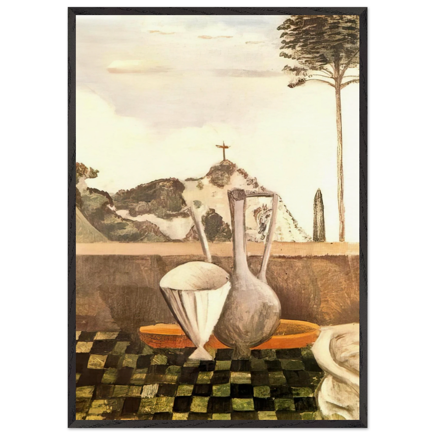 THE STILL LIFE IN FRONT OF CROSS ON TOP OF THE MOUNTAIN 1912 - Andre Derain 70x100 cm / 28x40 inches Framed Art Print – Black Wooden Frame