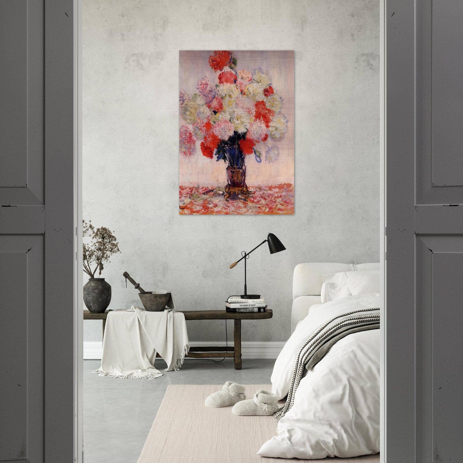 Vase of Peonies - claude monet Brushed Aluminum Print - 70x100 cm / 28x40 inches | claude monet Aluminum Print | claude monet Prints