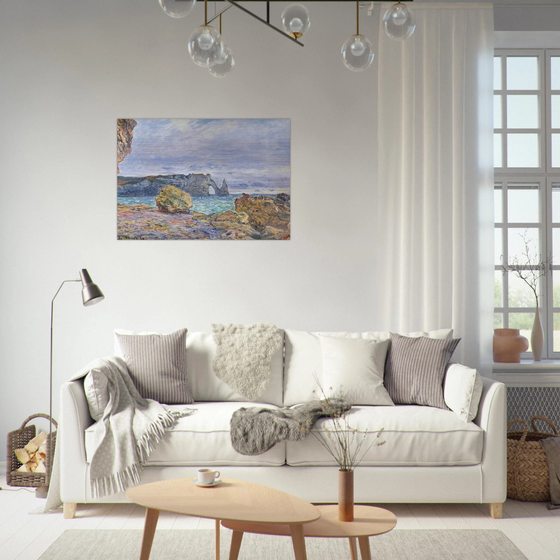 Etretat, the Beach and the Porte d'Aval - claude monet Brushed Aluminum Print - 70x100 cm / 28x40 inches | claude monet Aluminum Print | claude monet Prints