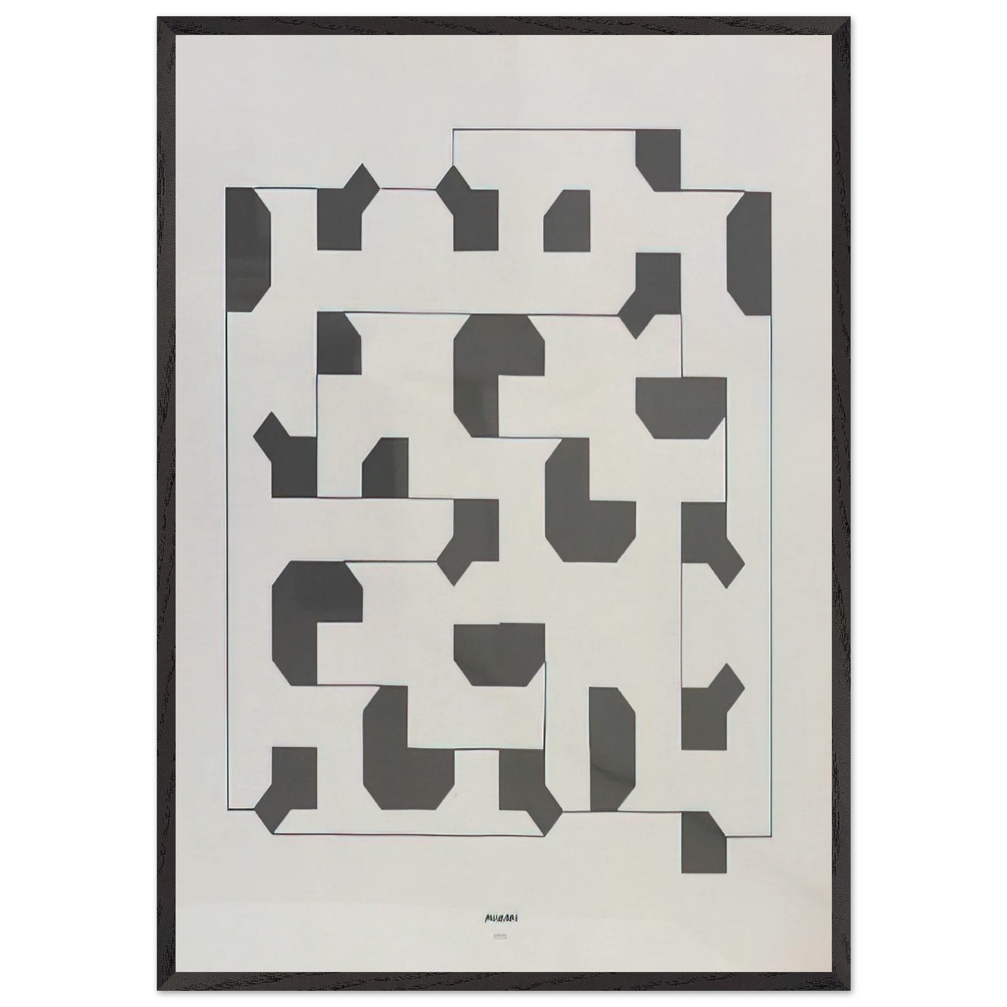 Curva di Peano - 1975 - Bruno Munari 70x100 cm / 28x40 inches Framed Art Print – Black Wooden Frame