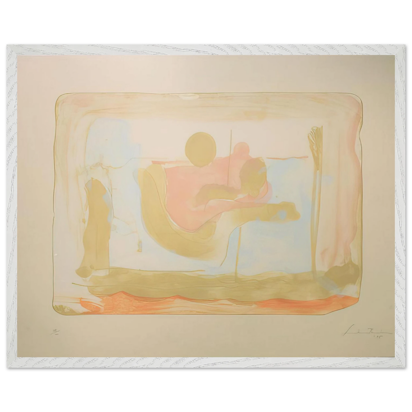 Helen Frankenthaler - Reflections I - 1995 Wall art - 21x29.7 cm / 8x12" - Premium Wooden Framed Poster With Fine Art Paper-canvas - Wood frame
