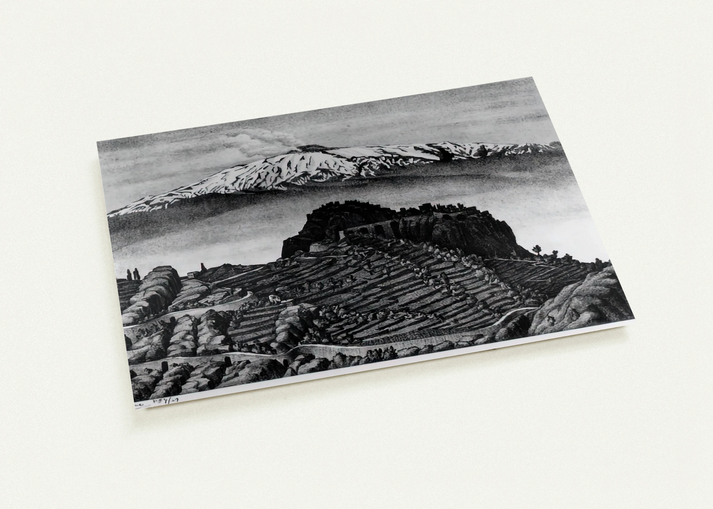 CASTEL MOLA AND MOUNT ETNA SICILY DECEMBER 1932 1932 By MC Escher Pack of 10 Post Cards | MC Escher Post Cards | A6 (10.5 x 14.8 cm) - 4.1 x 5.8 inches