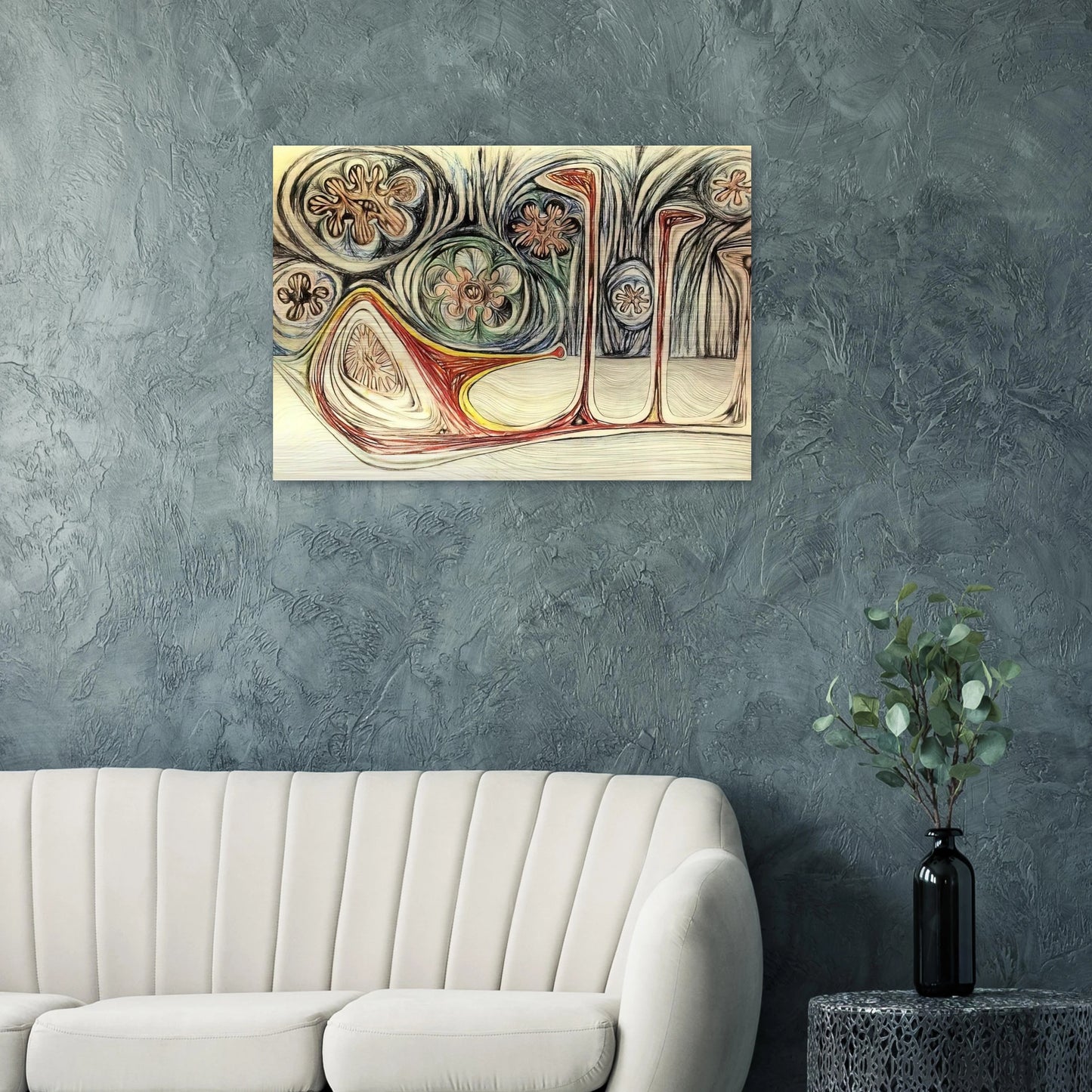 SNAIL S TRACE 1937 - Roberto Matta Brushed Aluminum Print - 70x100 cm / 28x40 inches | Roberto Matta Aluminum Print | Roberto Matta Prints