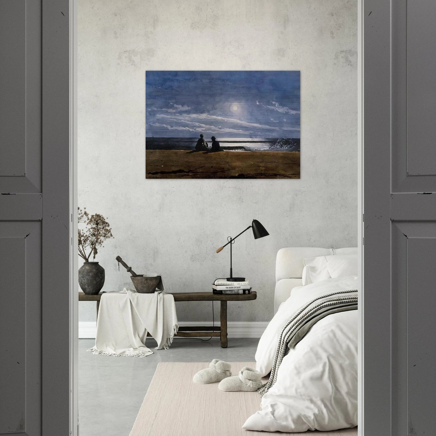 MOONLIGHT - Winslow Homer Brushed Aluminum Print - 70x100 cm / 28x40 inches | Winslow Homer Aluminum Print | Winslow Homer Prints