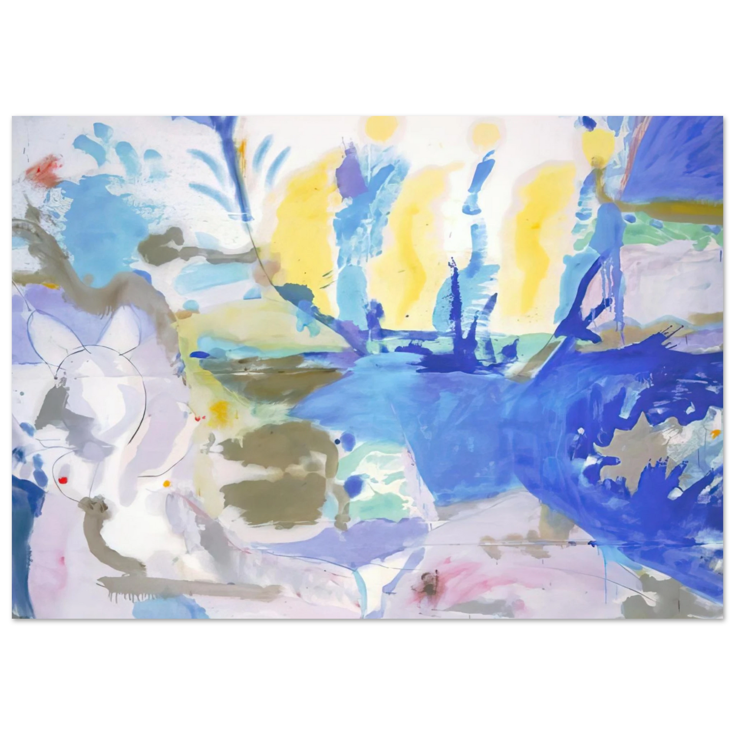 Helen Frankenthaler - Basque Beach - 1958 Wall art - 60x80 cm / 24x32 inches - Premium Wooden Framed Poster With Fine Art Paper-canvas - White frame