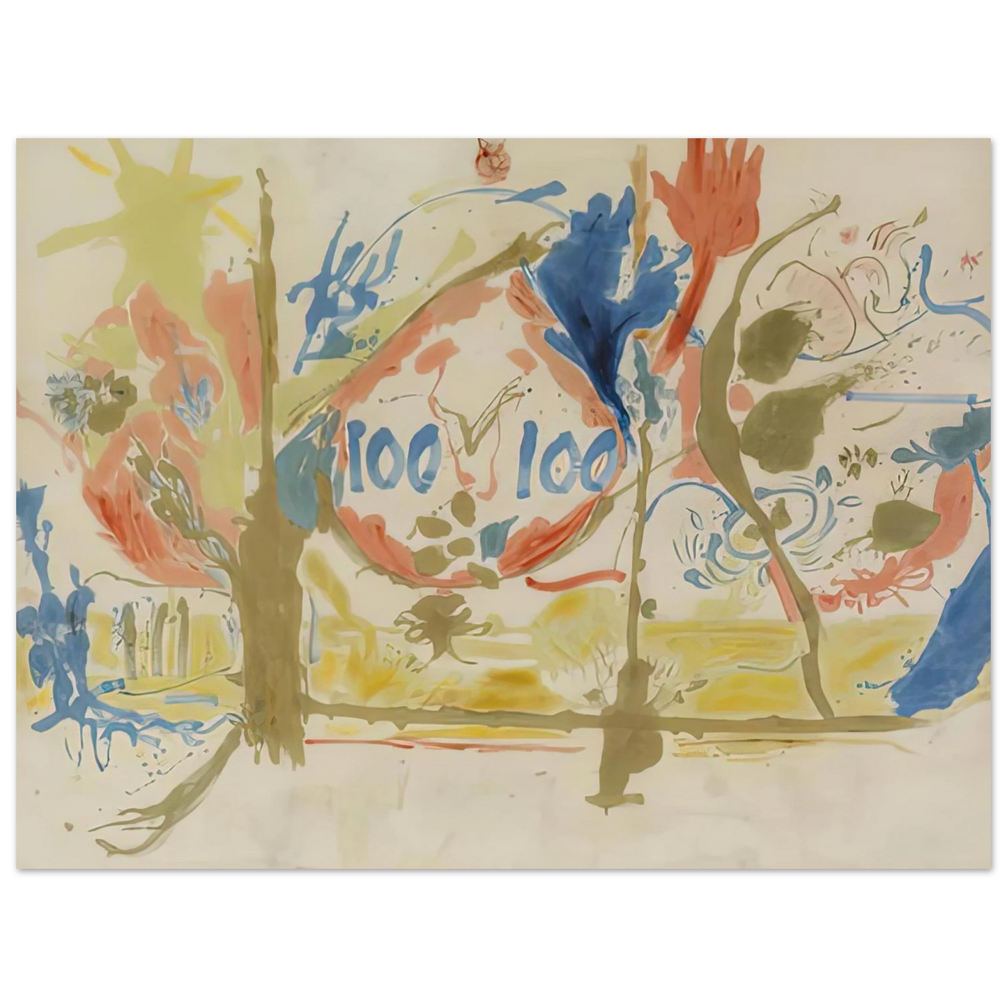 Helen Frankenthaler - Eden, 1956- Wall Art - 60x80 cm / 24x32 inches - Premium Wooden Framed Poster With Fine Art Paper-canvas - Black frame