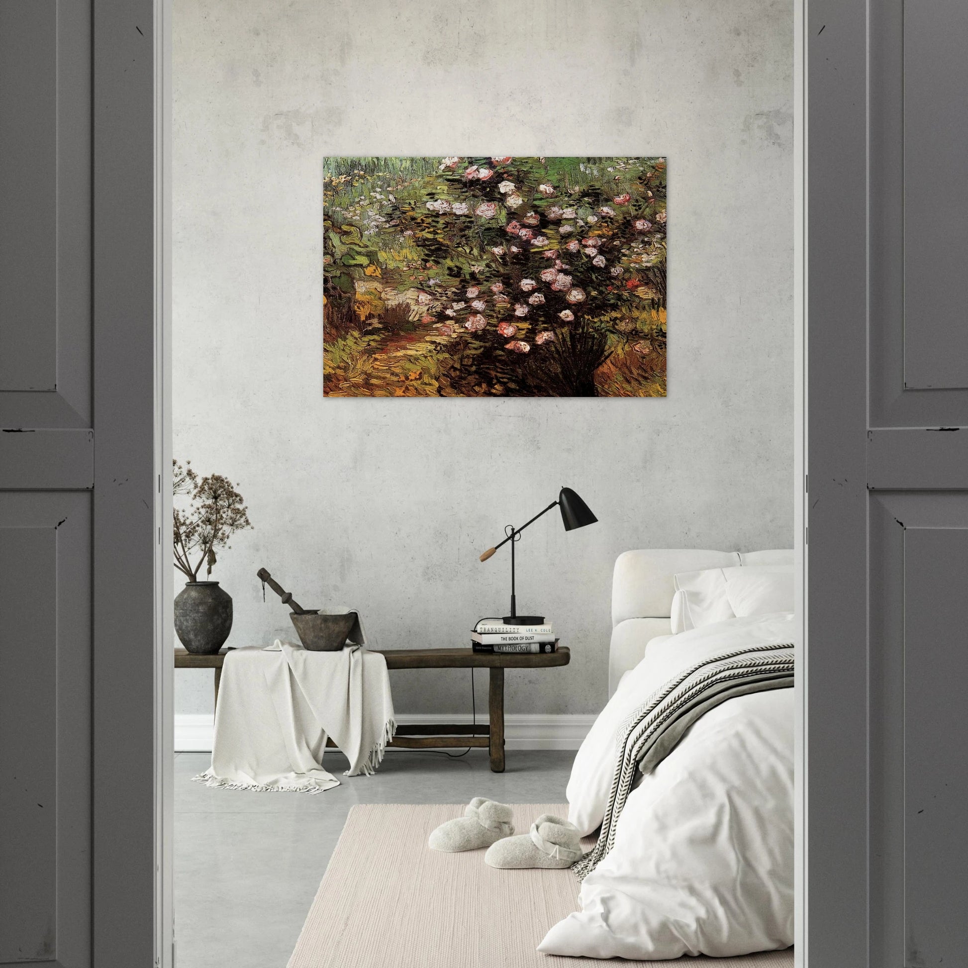 Rosebush in Blossom - Vincent van Gogh Brushed Aluminum Print - 70x100 cm / 28x40 inches | Vincent van Gogh Aluminum Print | Vincent van Gogh Prints