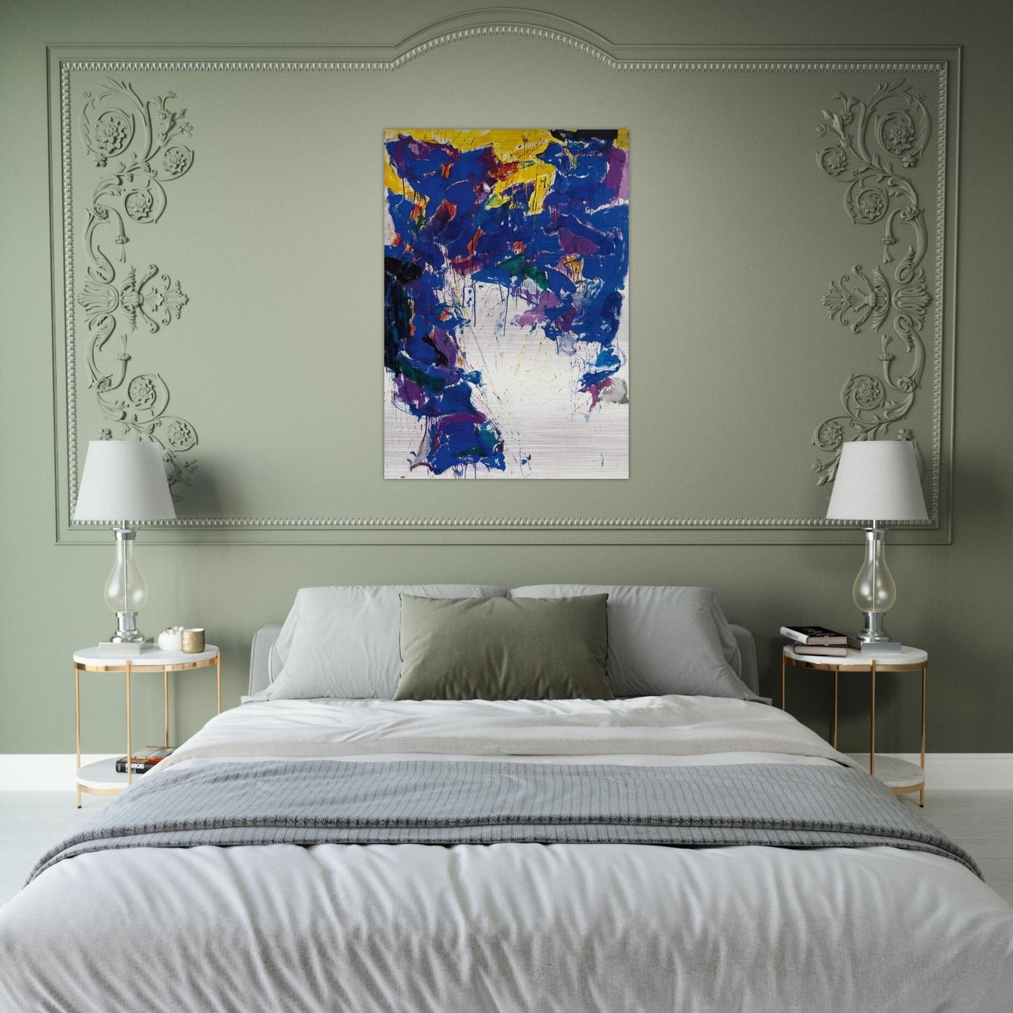 Violet Yellow and White - Sam Francis Brushed Aluminum Print - 70x100 cm / 28x40 inches | Sam Francis Aluminum Print | Sam Francis Prints