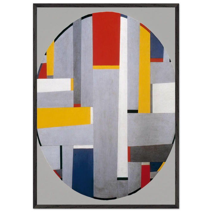 Relational Painting Tondo 36 - 1955 - Fritz Glarner 70x100 cm / 28x40 inches Framed Art Print – Black Wooden Frame
