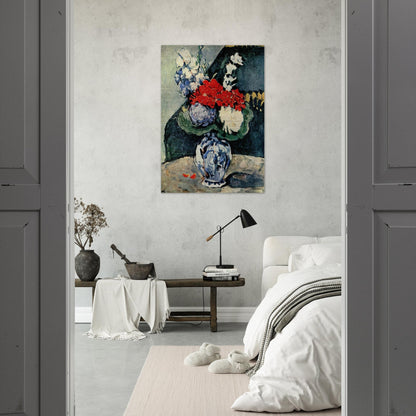 Still life, Delft vase with flowers - Paul Cézanne Brushed Aluminum Print - 70x100 cm / 28x40 inches | Paul Cézanne Aluminum Print | Paul Cézanne Prints