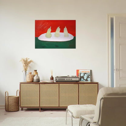 Nature morte, poires, fond vert et orange - Art Informel - Nicolas de Stael Brushed Aluminum Print - 70x100 cm / 28x40 inches | Nicolas de Stael Aluminum Print | Nicolas de Stael Prints