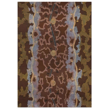 Possum Dreaming at Napperby - 1979 - Clifford Possum Tjapaltjarri Brushed Aluminum Print - 70x100 cm / 28x40 inches | Clifford Possum Tjapaltjarri Aluminum Print | Clifford Possum Tjapaltjarri Prints