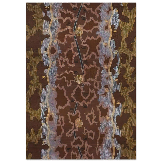 Possum Dreaming at Napperby - 1979 - Clifford Possum Tjapaltjarri Brushed Aluminum Print - 70x100 cm / 28x40 inches | Clifford Possum Tjapaltjarri Aluminum Print | Clifford Possum Tjapaltjarri Prints