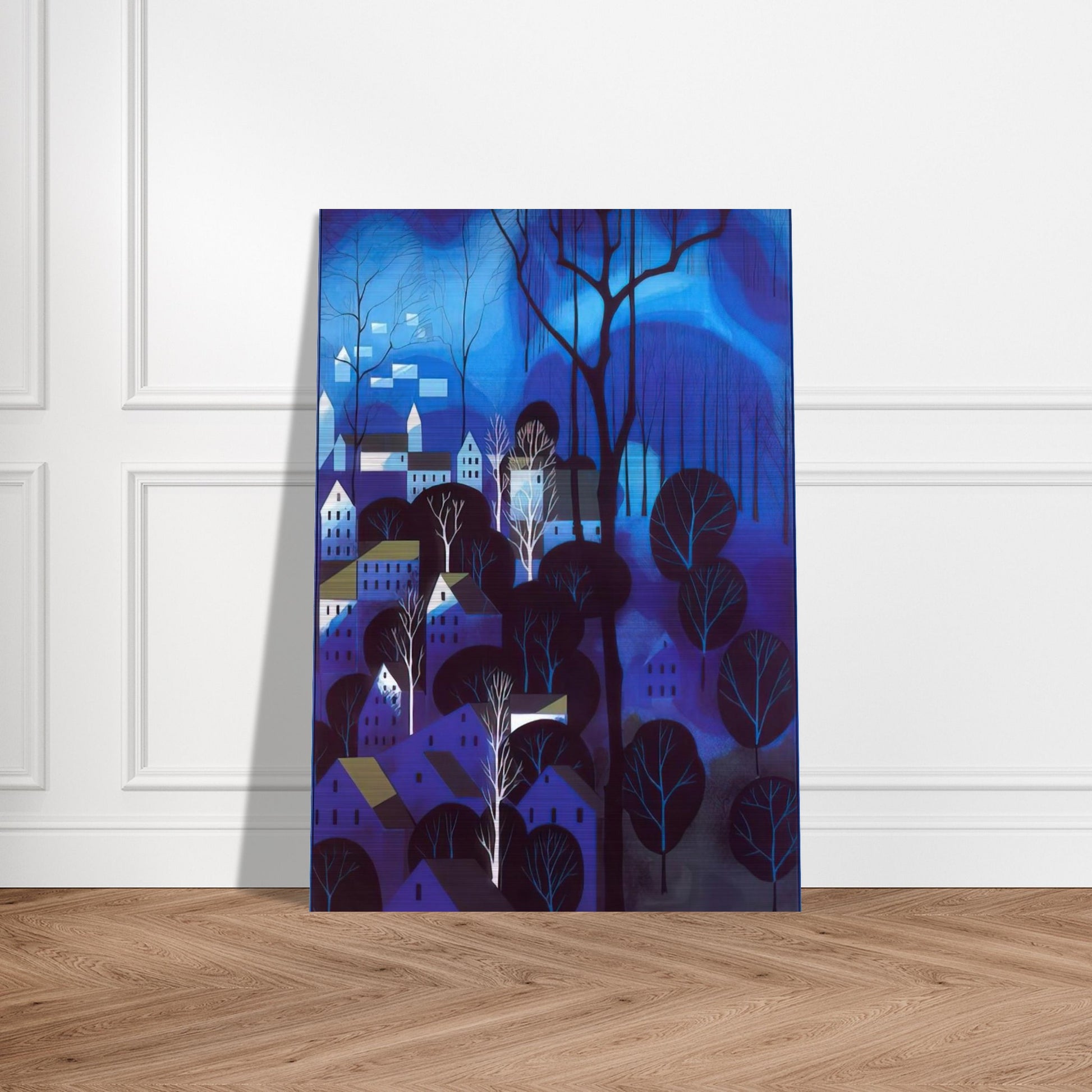 Midnight Blue - Eyvind Earle Brushed Aluminum Print - 70x100 cm / 28x40 inches | Eyvind Earle Aluminum Print | Eyvind Earle Prints