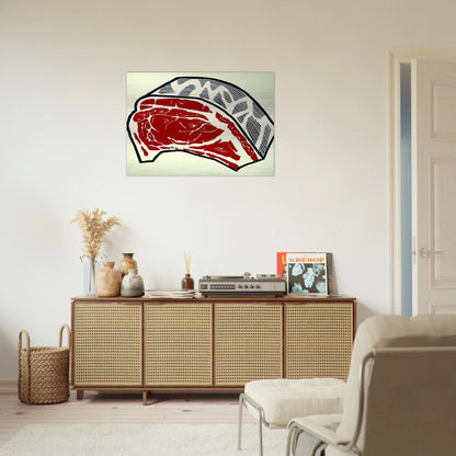 STANDING RIB 1962 - Roy Lichtenstein Brushed Aluminum Print - 70x100 cm / 28x40 inches | Roy Lichtenstein Aluminum Print | Roy Lichtenstein Prints