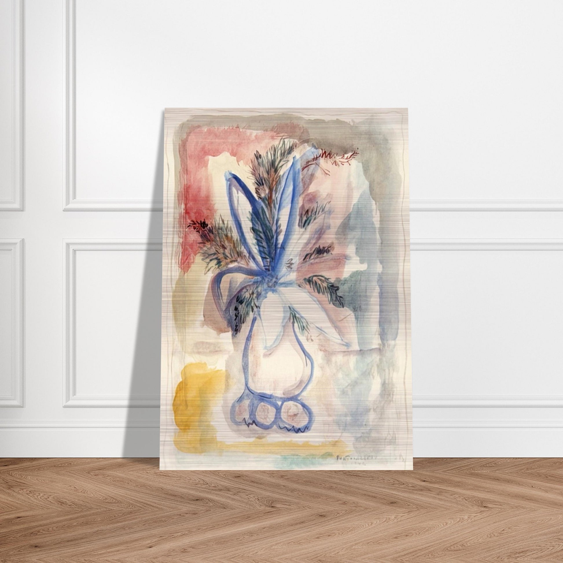 FLOWER VASE 1942 - Rene Portocarrero Brushed Aluminum Print - 70x100 cm / 28x40 inches | Rene Portocarrero Aluminum Print | Rene Portocarrero Prints