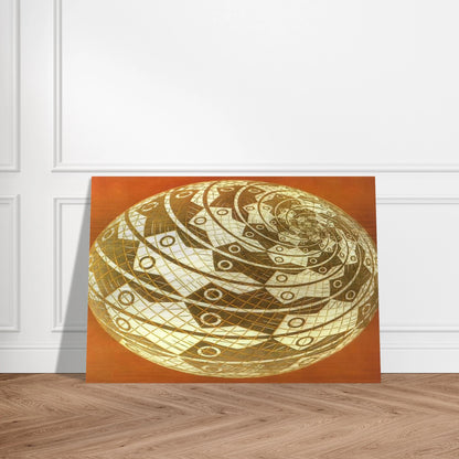 SPHERE SURFACE WITH FISHES COLOUR - MC Escher Brushed Aluminum Print - 70x100 cm / 28x40 inches | MC Escher Aluminum Print | MC Escher Prints