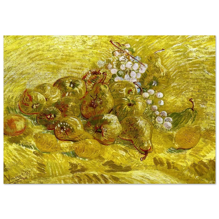 Still life with grapes,pears and lemons - Vincent van Gogh Brushed Aluminum Print - 70x100 cm / 28x40 inches | Vincent van Gogh Aluminum Print | Vincent van Gogh Prints