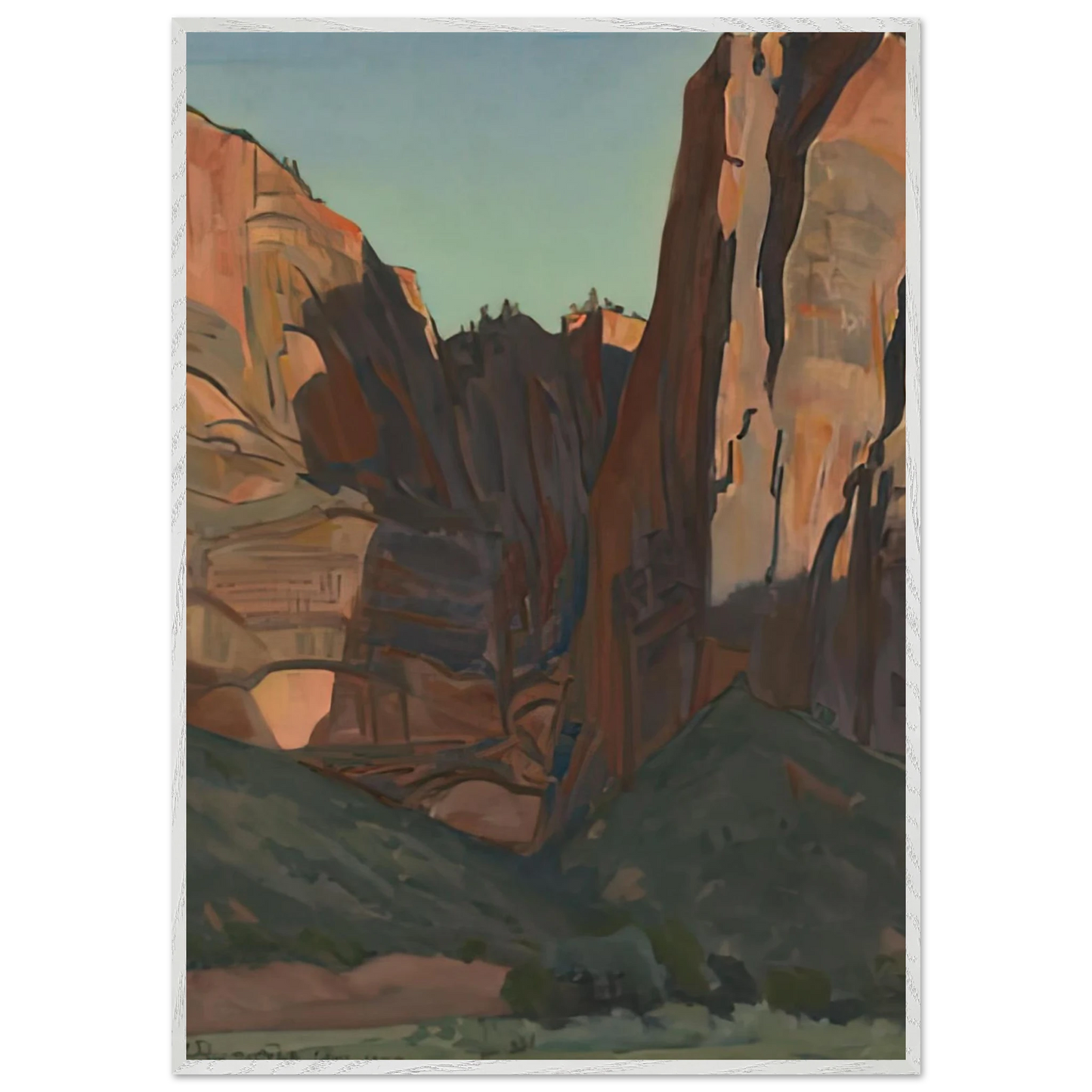 Maynard Dixon - NOTCH IN THE WALL ZION NATIONAL PARK AUGUST 1933 1933 Wall art - A1 (59.4 x 84.1  cm) - Premium Wooden Framed Poster With Fine Art Paper-canvas - Black frame