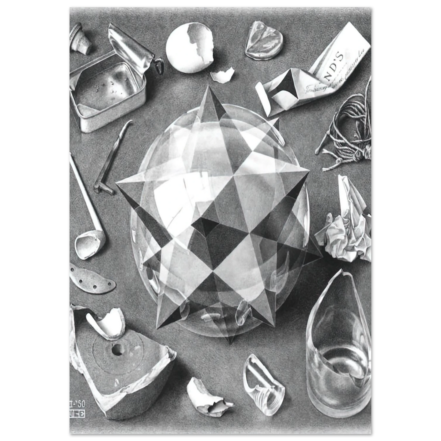 MC Escher - CONTRAST ORDER AND CHAOS Wall Art - 30x40 cm / 12x16 inches - Fine Art Poster - -