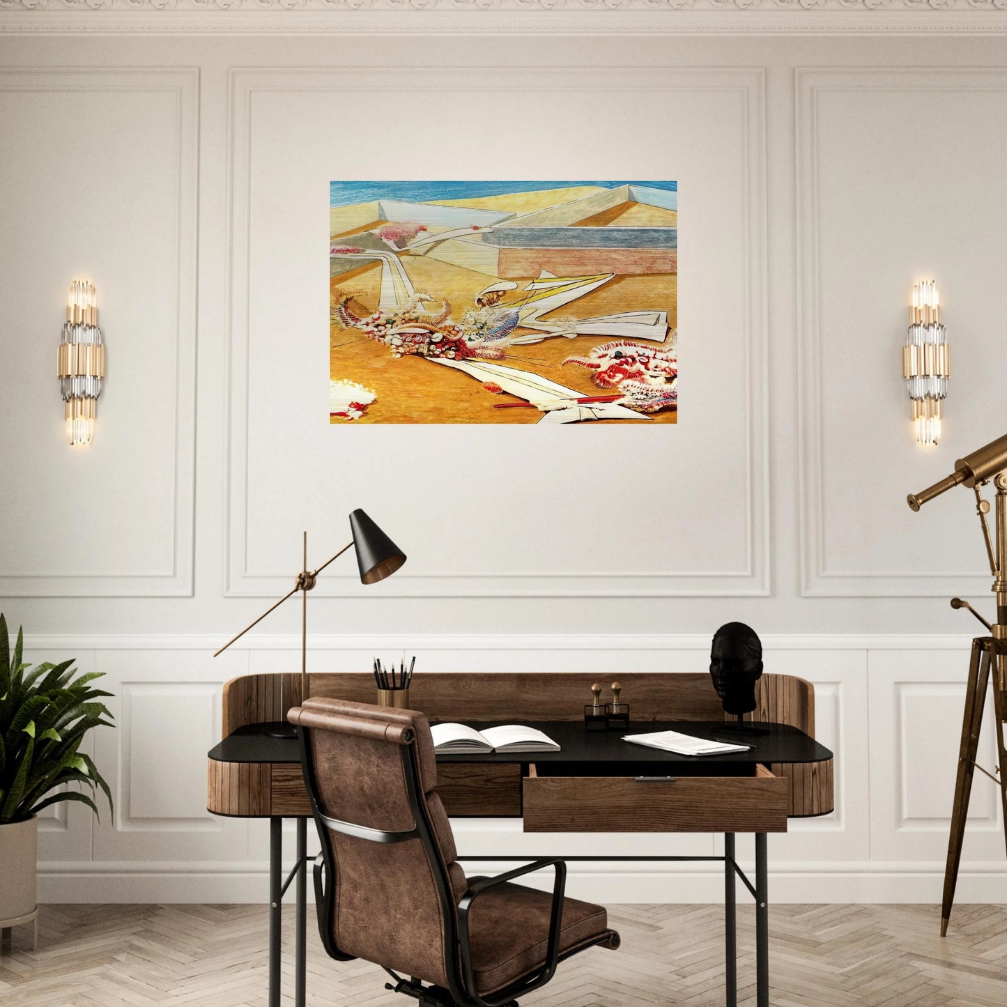 Flying Horse Garden - Max Ernst Brushed Aluminum Print - 70x100 cm / 28x40 inches | Max Ernst Aluminum Print | Max Ernst Prints