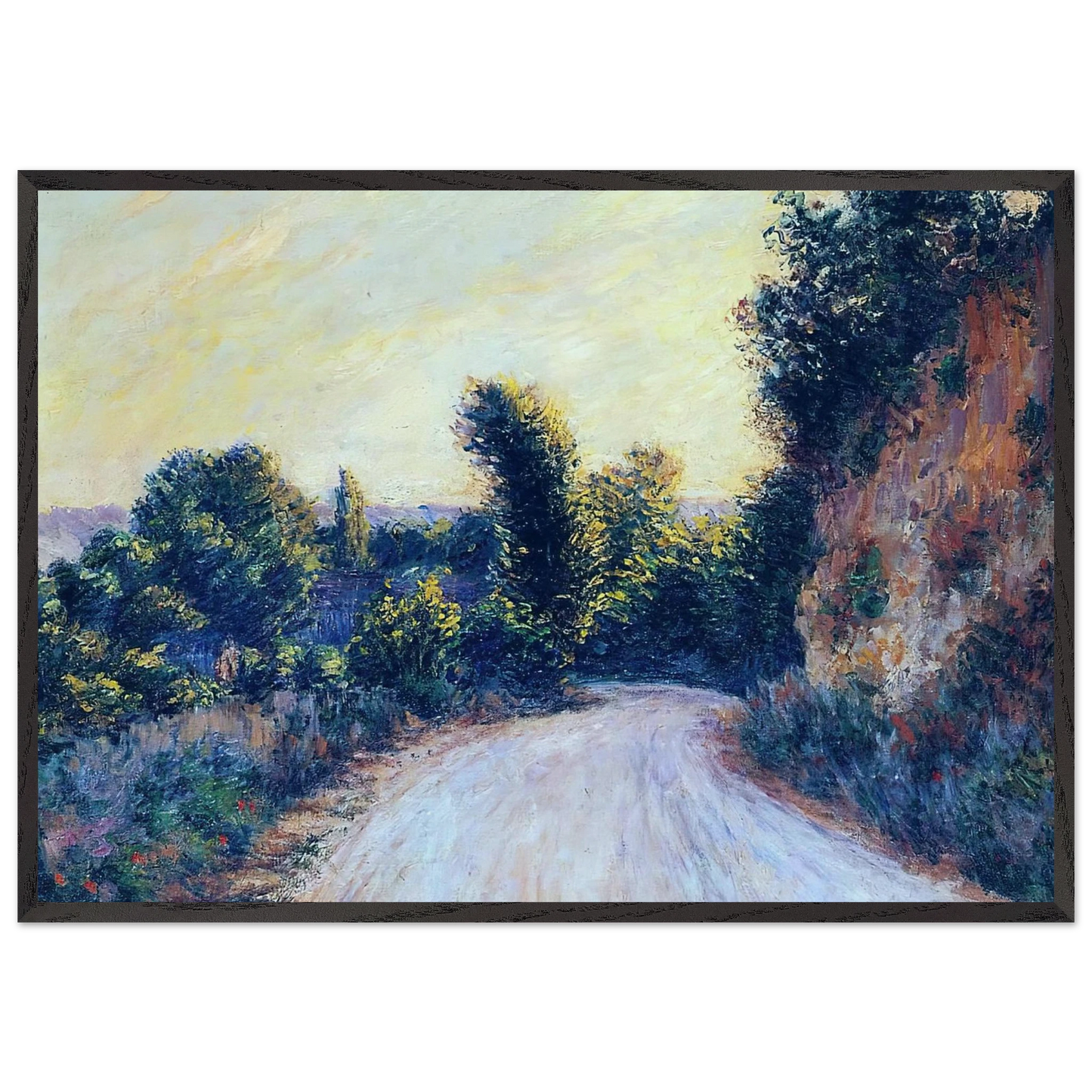 Road near Giverny - claude monet 70x100 cm / 28x40 inches Framed Art Print – Black Wooden Frame