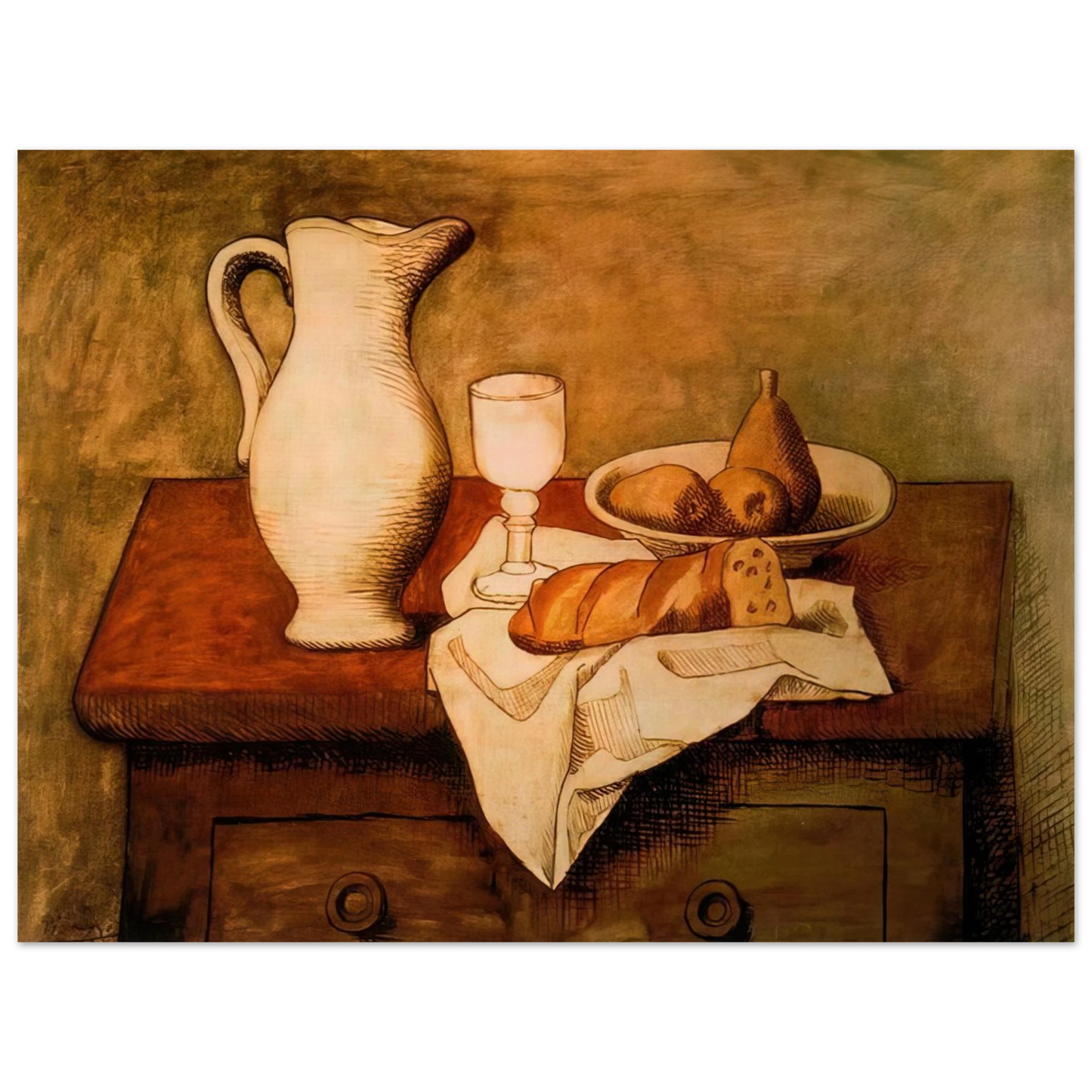 Pablo Picasso - Still life with jug and bread - 1921  75x100 cm / 30x40inches Fine Art Poster