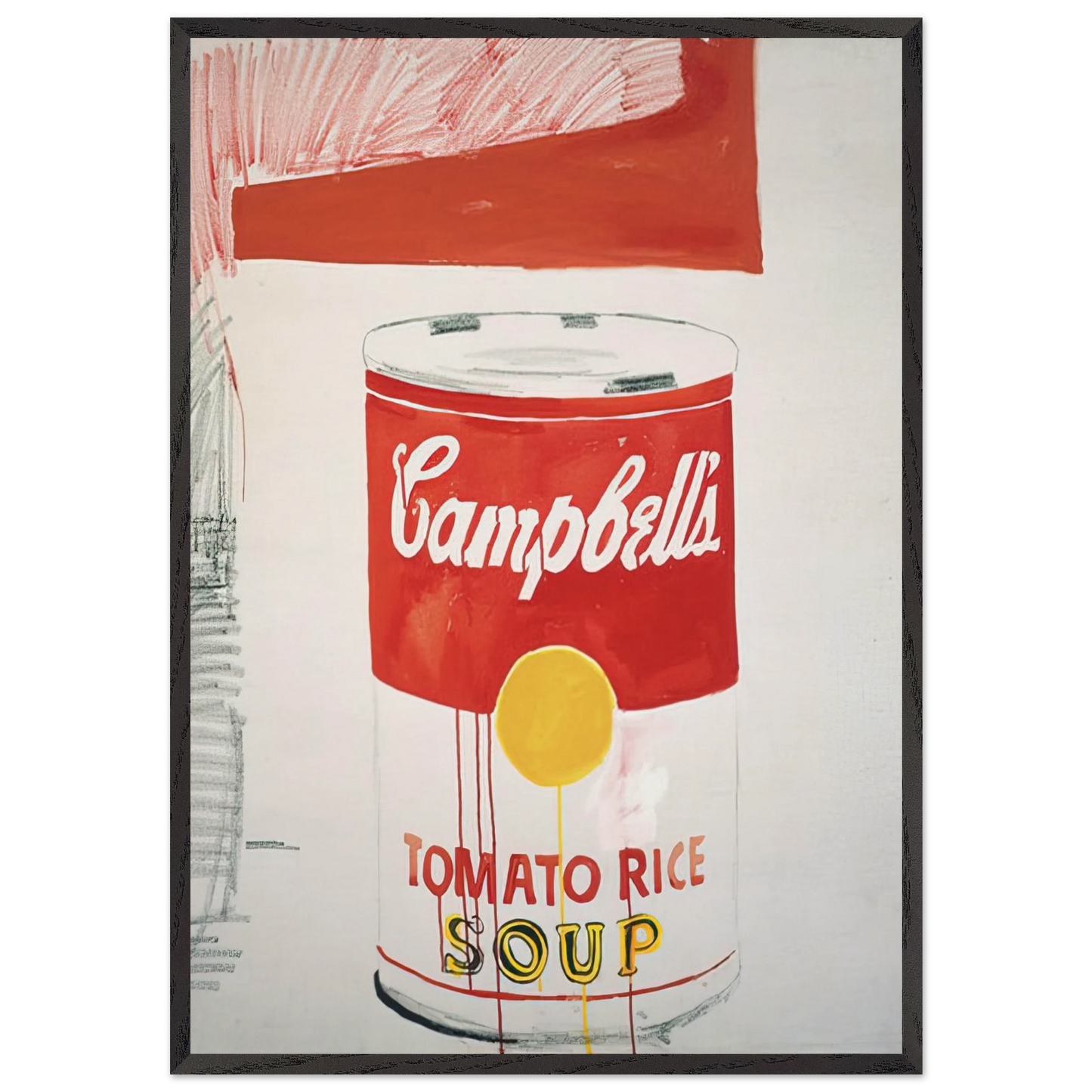 Campbells Soup Can  Tomato Rice  - Andy Warhol 70x100 cm / 28x40 inches Framed Art Print – Black Wooden Frame