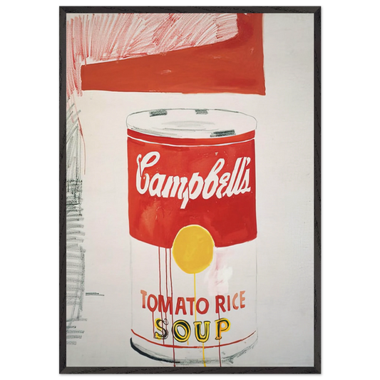 Campbells Soup Can  Tomato Rice  - Andy Warhol 70x100 cm / 28x40 inches Framed Art Print – Black Wooden Frame