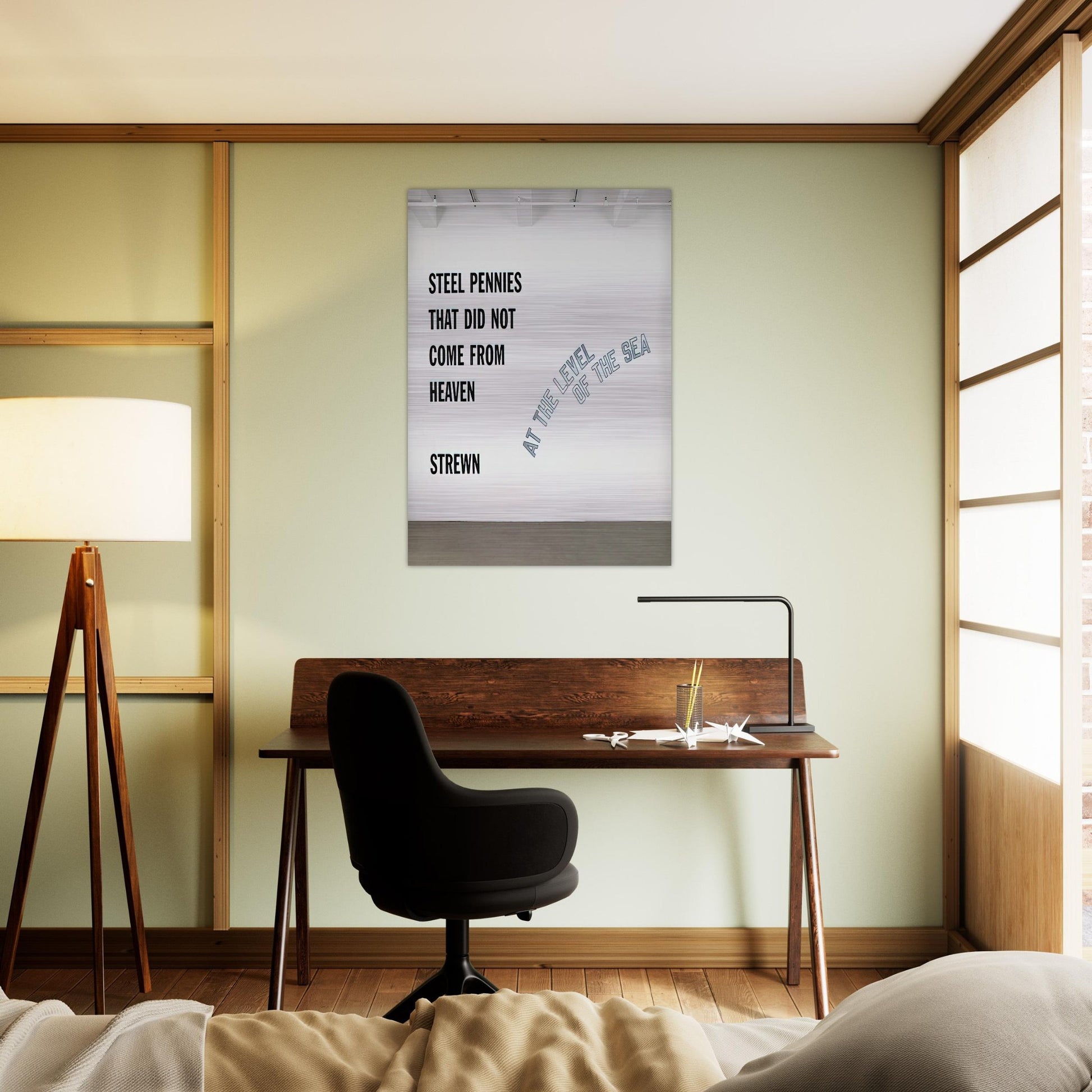 Steel Pennies That... - 2008 - Lawrence Weiner Brushed Aluminum Print - 70x100 cm / 28x40 inches | Lawrence Weiner Aluminum Print | Lawrence Weiner Prints
