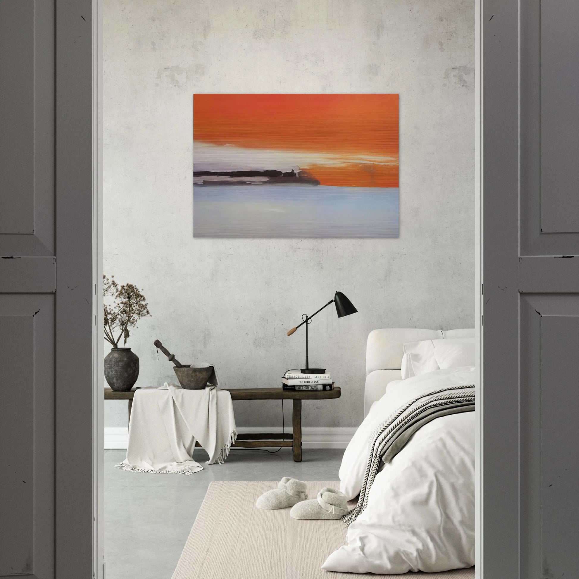 Chemin de fer au bord de la mer, soleil couchant - 1955 - Nicolas de Stael Brushed Aluminum Print - 70x100 cm / 28x40 inches | Nicolas de Stael Aluminum Print | Nicolas de Stael Prints