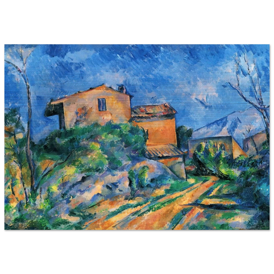 Maison Maria with a View of Chateau Noir - Paul Cézanne Brushed Aluminum Print - 70x100 cm / 28x40 inches | Paul Cézanne Aluminum Print | Paul Cézanne Prints