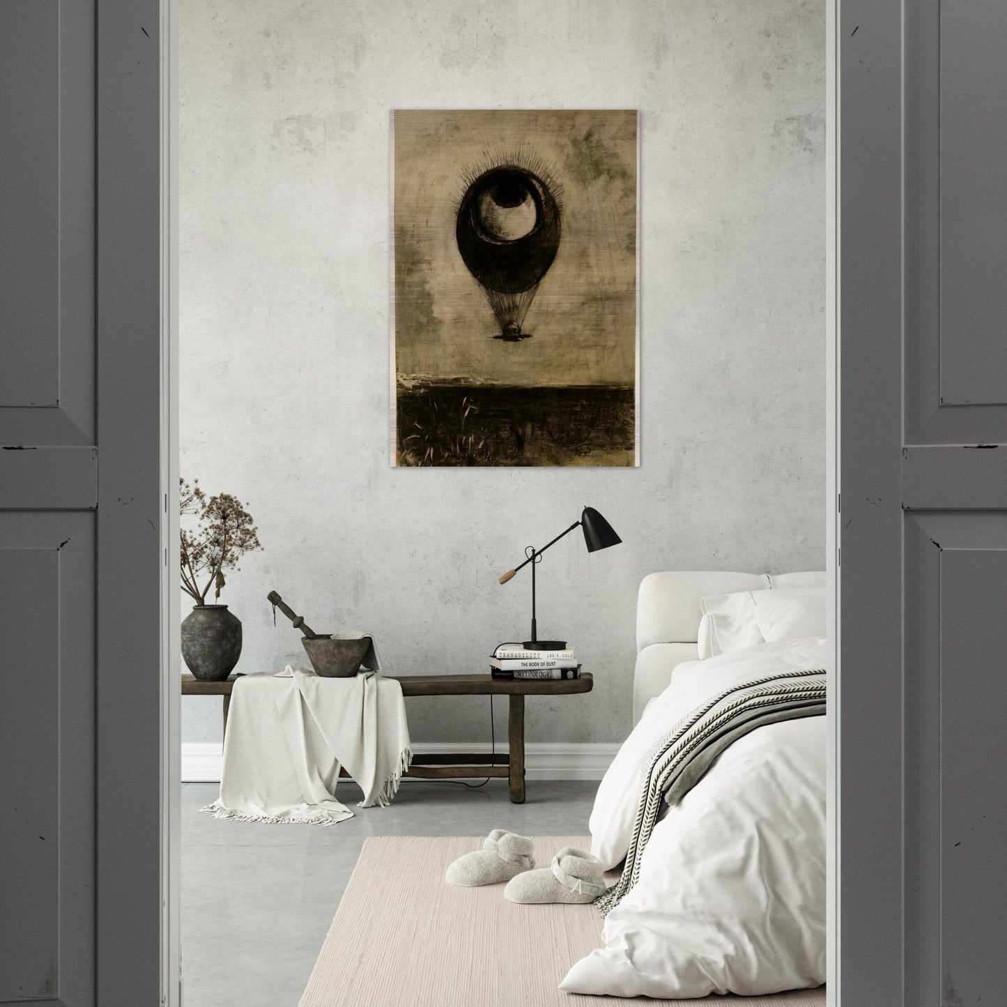 EYE BALLOON 1898 - Odilon Redon Brushed Aluminum Print - 70x100 cm / 28x40 inches | Odilon Redon Aluminum Print | Odilon Redon Prints