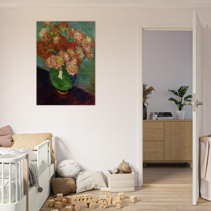 Vase of Chrysanthemums - claude monet Brushed Aluminum Print - 70x100 cm / 28x40 inches | claude monet Aluminum Print | claude monet Prints