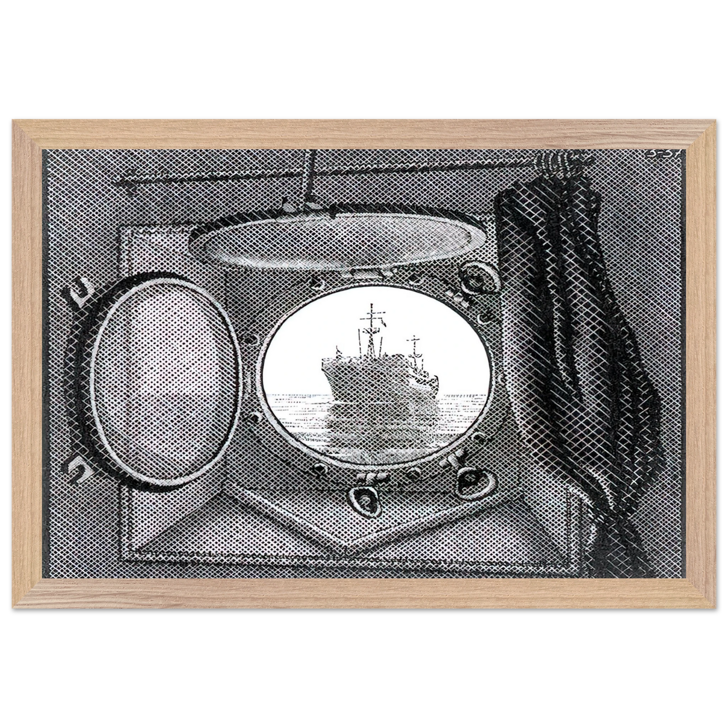 MC Escher - PORTHOLE Wall Art - 60x80 cm / 24x32 inches - Premium Wooden Framed Poster With Fine Art Paper-canvas - White frame