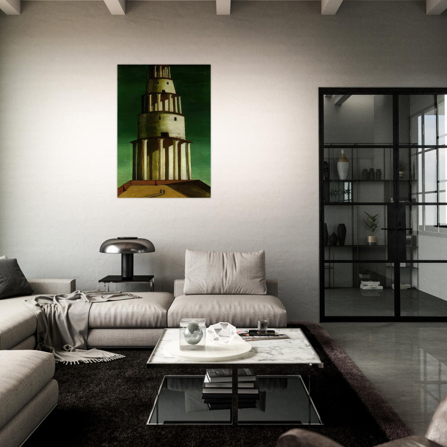 THE GREAT TOWER 1913 - Giorgio de Chirico Brushed Aluminum Print - 70x100 cm / 28x40 inches | Giorgio de Chirico Aluminum Print | Giorgio de Chirico Prints