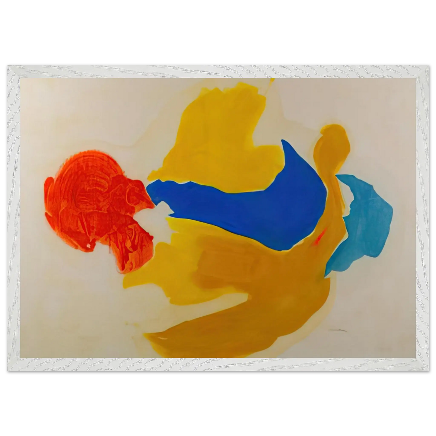 Helen Frankenthaler - Blue Jay - 1963  United States Wall art - 28x43  cm / XL (11x17 Inches) - Premium Wooden Framed Poster With Fine Art Paper - Black frame